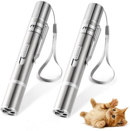 FYNIGO 2 Pcs Cat Toys for Indoor Cats Kittens,7 in 1 Function,Rechargeable Interactive LED Light Cat Toy Wand