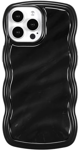 ZCDAYE Case for iPhone 16 Pro Unique Water Ripple Texture Phone Case, Wavy Curly Frame Cute Shell Soft TPU Shockproof Flexible Cover for iPhone 16 Pro (6.3 inch),Black