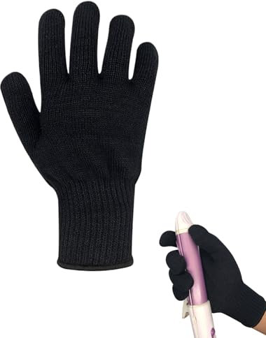 DAAIZIII Hitzebeständige Handschuhe, Hitzeschutz Handschuh, Hitzeschutz für Glätteisen und Lockenstab, Schwarz, 25mm