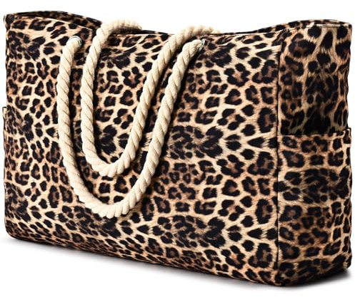 oscaurt Strandtasche Shopper Tasche Damen Streifen Tote Bag Wasserdicht Strandtasche Groß Badetasche mit Reißverschluss Handtasche Damen Umhängetasche Geschenke für Frauen