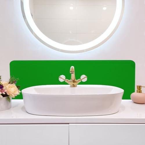 TIELO Bathroom Sink Splashback Backsplash Wall Protector Self Adhesive 60x25CM (Green)