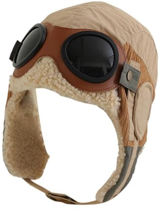 Kinder Fliegerkappe Schutzbrille Ohrenklappen Warme Bequeme Trappermütze
