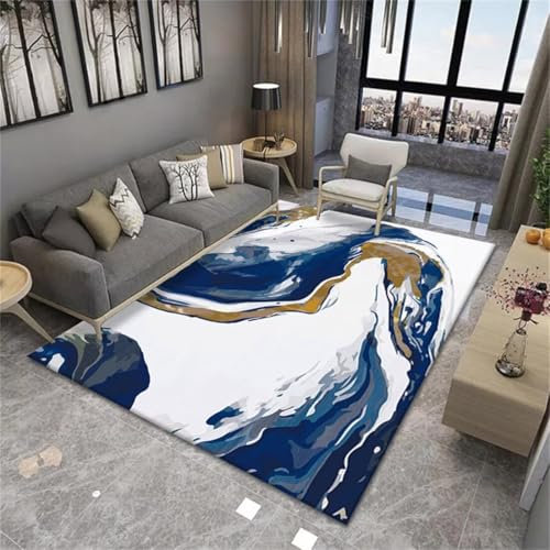 AITROMNI Teppich Vorzimmer Teppich Bodenbelag Abstrakte grau blau Fuzzy Farbe Schema Sofa Teppich langlebig Teppich Baby 50X70CM