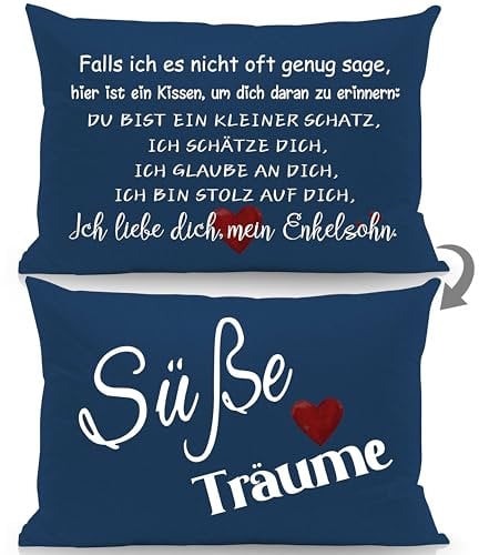 Aosumin Falls ich es Nicht oft genug sage Hier ist EIN Kissen um Dich daran zu erinnern Erinnerung Kissenbezüge für Enkel von Oma Opa Enkel Geburtstag Weihnachten Geschenk Kissenbezüge(Enkelsohn)
