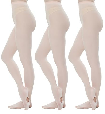 MANZI Collant convertibili da donna, ultra morbidi, a vita media, per danza, confezione da 3, 3 paia di ballerine rosa, L-XL