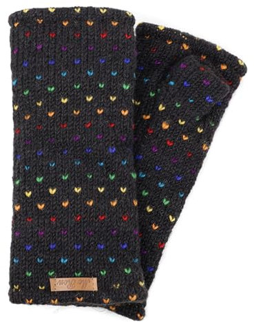Damen Gestrickte Pulswärmer Stulpen Modell Ines regenbogen (Schoko 187R)