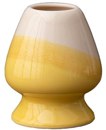 GNAUMORE Recipiente para Batidor de Matcha,Soporte para Batidora de Porcelana,Elegante Soporte de Cerámica para Batidor Matcha,Accesorio Esencial para Entusiastas del Juego de Té,Amarillo