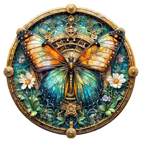 Jigfoxy Wooden Jigsaw Puzzles for Adults, Butterfly Wooden Puzzle 290pcs, Unique Shape Wood Puzzles, for Family Friend with wooden box(13.4 * 13.4in)