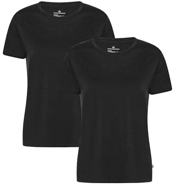 DANISH ENDURANCE 100% Merino T-Shirt Damen, Geruchshemmend, 2er Pack | Merino T-Shirt, Leicht, Atmungsaktiv, Feuchtigkeitsableitend & Geruchshemmend, für Alltag, Reisen & Schichtenlook