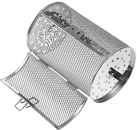 Abaodam Stainless Steel Rotating Grill Basket for Oven and Air Fryer Rotatable Design for Roasting Nuts Meat and Dried Fruits Multi-purpose Kitchen Oven Basket