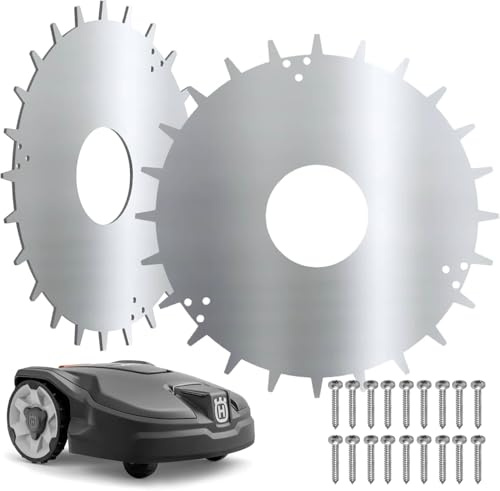 CROSS-X-DESIGN Stainless Steel Spikes Compatible with Husqvarna Automower 305 (from 2016), 310, 315, 315X, Robotic Lawnmower Robot, Diameter 214 mm with 18 x Screws, Traction Improvement for Lawn