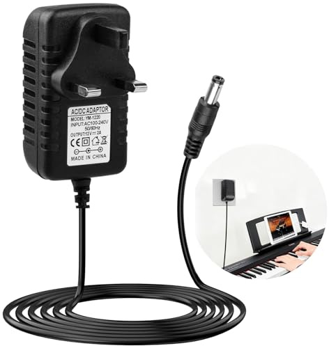 12V Power Adapter for Yamaha Keyboard PSR-F52 PSR-E373 PSR-E473 NP-15 NP-35 EZ-300 EZ-200 PA-130A PSR YPG YPT DGX DD EZ P Series Digital Piano Power Supply Charging Cable for Yamaha Piano 2M