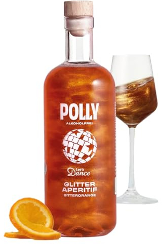 POLLY Glitter Aperitif – Let's Dance Edition | Alkoholfreie Basis für Glitter Spritz | Glitzer Aperitif | Orange & Enzian | vegan, glutenfrei | perfekt mit alkoholfreiem Sekt