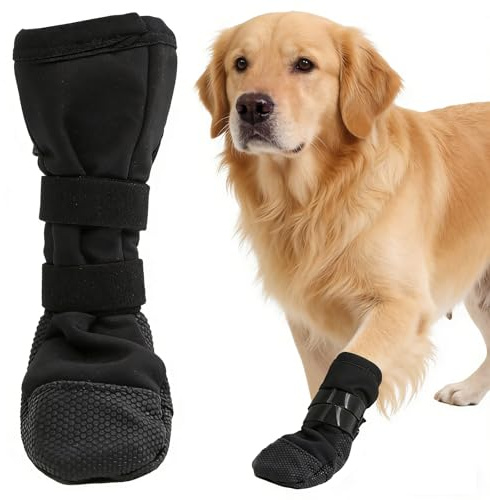 Kuoser Hundeschuhe Pfotenschutz Outdoor, Leckschutz nach OP,1 STK,Schwarz,M | Rutschfest, Leckschutz Hund, verhindert Wundlecken, schützt Pfoten vor Schmutz & Verletzungen, verstellbarer Klettverschluss