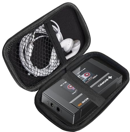 Blueshaweu MP3/MP4 Player Tasche Kompatibel für FiiO SnowSky Echo Mini MP3-Player - Schutzhülle mit Platz für Ohrhörer, USB-Kabel & Speicherkarte – Kompatibel mit FiiO Echo Mini MP3 Player (schwarz)
