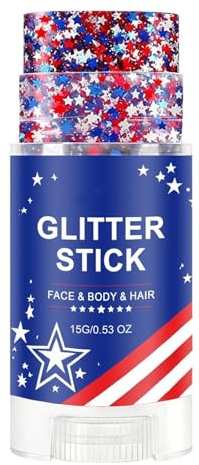 Bâton De Paillettes Rouge Blanc Et Bleu - Accessoires Imperméables Scintillants Pour Le 4 Juillet - Paillettes visage et corps | pour femmes, , football américain, Veterans Day, défilés, fêtes