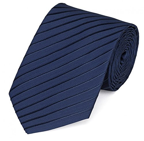 Fabio Farini - Modern gestreifte Herren Krawatte in 8cm Breite - Schlipse Passend fürs Büro zum Anzug durch Robuste Pflegeleichte Mikrofaser Gestreift Navyblau