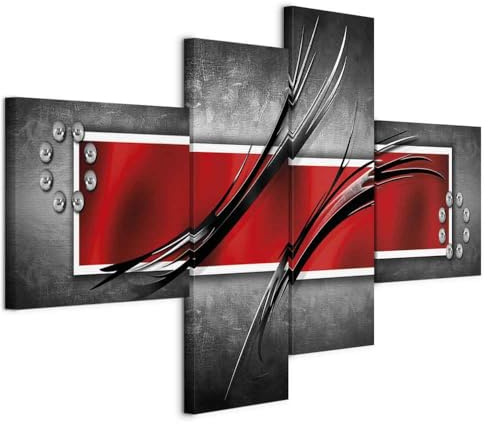 B&D XXL - Tableau Décoration Murale Chambre, Abstrait Moderne, 100x45 cm | Clous Inclus, Impression sur Toile, Tableaux, Posters et Arts Décoratifs, Cadre en Bois, Rose, Abstraction, Fabrication EU