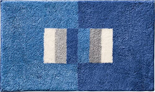 Erwin Müller Badematte Korfu, Badteppich rutschhemmend blau Größe 90x90 cm - für Fußbodenheizung geeignet, flauschig weich (weitere Farben, Größen)