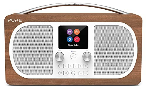 Pure Evoke H6 Digital Radio (DAB+, DAB, FM, Stereo Sound, Bluetooth, Sleep Timer, funzione di allarme, funzione Snooze, Countdown Timer, 40 stazioni preimpostate, AUX), noce