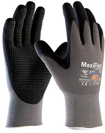 ATG 42-844/10 MaxiFlex Endurance Handschuh mit AD-APT Technologie, Strickbund, Beschichtete Handinnenfläche, 1.0mm Handflächendicke, 23cm Länge, Schwarz/Grau, Größe 10
