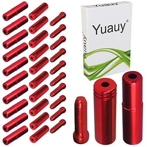 Yuauy (Total 30 PCS 10 PCs 5mm Red Alloy Road Mountain Bicycle Bike Brake Cable Tips Caps End Crimp + 10 PCs 4mm Shift Derailleur Cable Tips End + 10 PCs Cable End Crimps