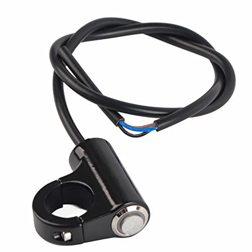 Lenkerschalter, 22mm Aluminium Lenker Horn Power Start Schalter ON/Off Wasserdicht Druckknopf Schalter Lenkerhalterung Blue Ray 10-12V 10-16A CNC(A)