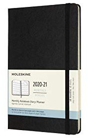 Moleskine - 18-Monats-Kalender/Planer, Kalender 2020/2021 mit Monatsübersicht, Monatsplaner mit Hardcover und elastischem Verschluss, Format Large/A5 13 x 21 cm, Farbe Schwarz, 128 Seiten