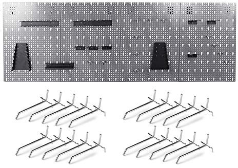 Ondis24 große Werkzeugwand Metall Lochwand mit 50 Haken, 162 x 57 cm groß, Lochwand für Werkstatt (Variante 2)