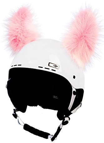 Crazy Ears Helm-Accessoires Ohren Katze Tiger Lux Frosch, Ski-Ohren geeignet für Skihelm, Motorradhelm, Fahrradhelm und vieles mehr, CrazyEars:Pinke Yeti Ohren