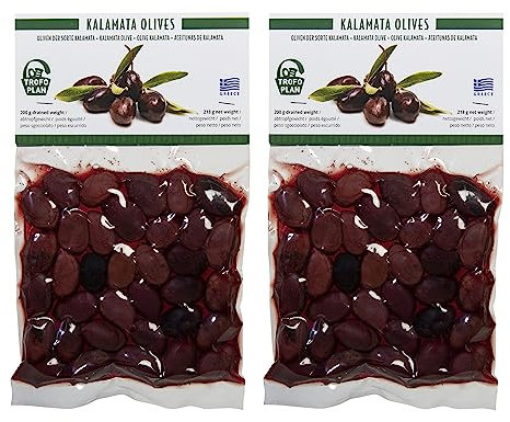 TrofoPlan Aceitunas Kalamata Griega, Paquete de 2 x 200 g (Total: 400 g)