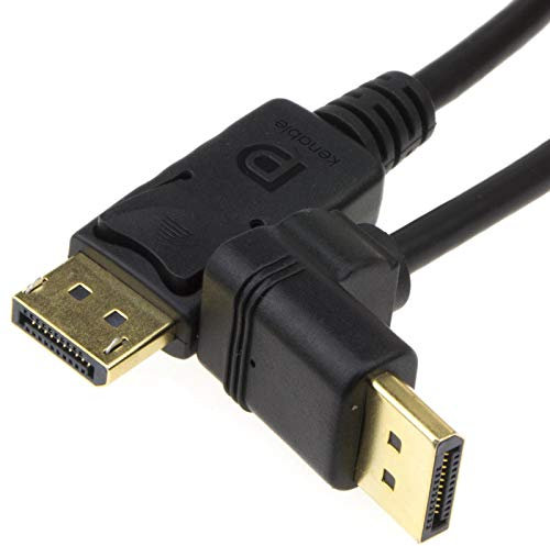 kenable Right Angle DisplayPort v1.2 Plug to Straight Plug Monitor Cable 4K 1m