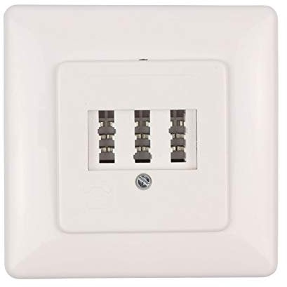 Telefondose TAE NFN - 3x6 - Anschlussdose - 1x Telefon + 2X Nebenstelle Fax AB Modem NTBA DSL-Splitter - weiß - Unterputz UP - mit Abdeckung