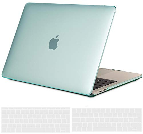 TECOOL Case compatible with MacBook Pro 13 inch 2016-2022 (M2 M1 A2338/A2289/A2251/A2159/A1989/A1706/A1708), Plastic Snap On Hard Shell Cover & UK EU Keyboard Protector, Crystal Mint Green (Glossy)