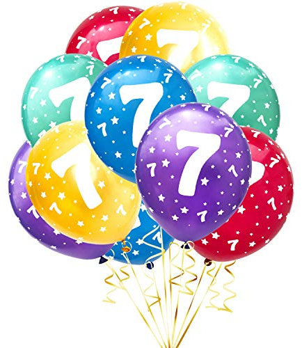 Oblique Unique® 10 Luftballons mit Zahlen Happy Birthday für Kinder Geburtstag Feier Party Deko Geburtstagsdeko Ballons Bunt (Nr. 7)