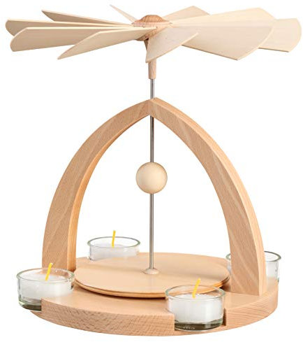 Rudolphs Schatzkiste Tischpyramide Gestell rund leer Höhe 23cm NEU Holzpyramide Tischdekoration Dekoration Weihnachten Wärmespiel Lichter Figur Edelholz Seiffen Erzgebirge Holz Flügel Kerzen