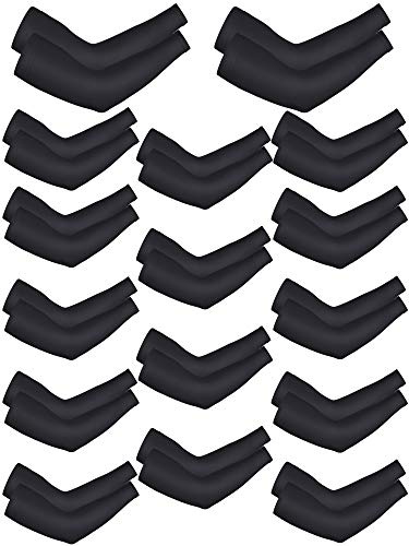Bememo 16 Pairs UV Sun Protection Arm Sleeves for Men Women Cooling Arm Sleeves for Sports Workouts Tattoo Covers(Black)