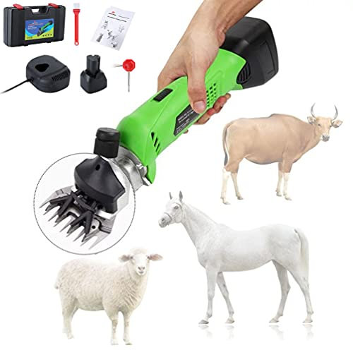 BrightFootBook 480W Esquiladora Eléctrica Profesional ara Oveja,Dos Baterías, Recargables, Inalámbricas, para Afeitar Lana de Piel en Ovejas, Cabras, Ganado, Ganado de Granja, Mascotas,Green