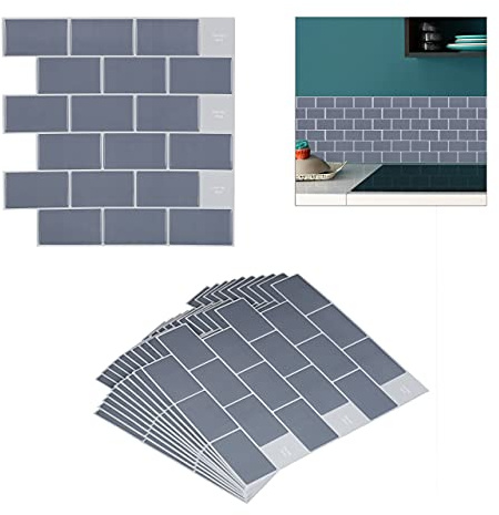 Relaxdays Fliesenaufkleber, 10er Set, selbstklebend, Küche & Badezimmer, 30,5x30,5 cm, 3D, Subway Klebefliesen, Farbwahl