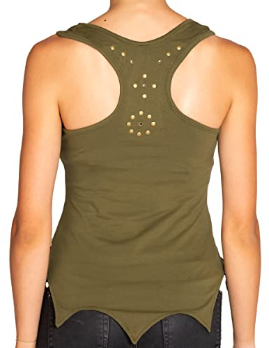 PANASIAM Psytrance goa Top 'Akali', Damen alternativ Steampunk Top aus 100% Baumwolle, in S, M und L, Boutiqueware (Keine Massenware)