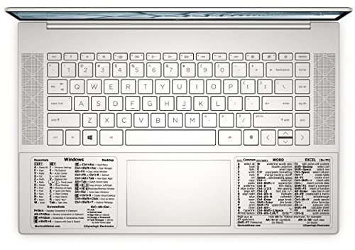 SYNERLOGIC (1 set) Windows + Word/Excel (for PC) Shortcuts Stickers Bundle | No-Residue Laminated Vinyl Cheatsheet Windows Keyboard Stickers 89 x 76mm + 102 x 76mm (Clear/Black, Large, 1 set)