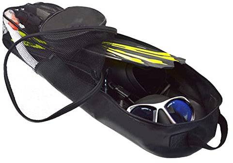 LKJYBG Dive Bag - Waterproof with Dry Pocket, Large Mesh Bag for Freediving & Snorkeling - Black One Size