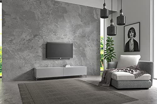 Wuun® TV-Board Lowboard Wohnwand TV-Bank Somero / 180cm /Perl-Matt-Grau/Vita Chrom