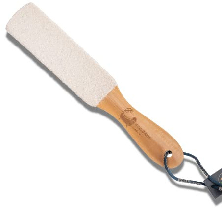 Natural Pumice Foot File Hard Skin Remover for Women and Men - Curved Style White Colour Callus & Dead Skin Remover for Feet with Wood Handle