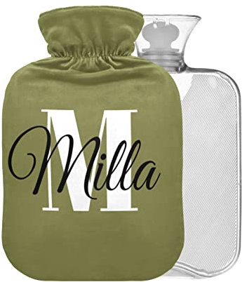 Dark Green Customized BAP Free Hot Water Bottle with Cover 2L Large Warm Water Bag for tag1