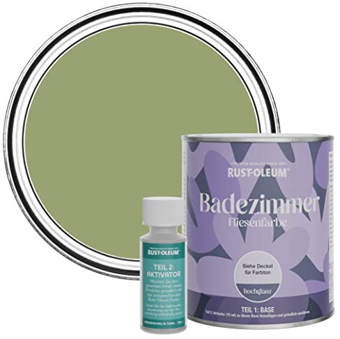 Rust-Oleum Green Water-Resistant Bathroom Tile Paint in Gloss Finish - Familiar Ground 750ml