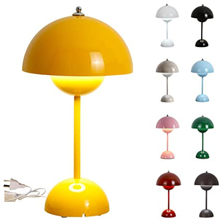 O·Lankeji LED Flowerpot Tischlampe mit Kabel, Dimmbar Tischleuchte Pilz Lampe, 3 Regelbare Farbtemperaturen, Schaltersteuerung, Acrylic Lampshade, Dekorative Schreibtischlampe für Bars, Schlafzimmer