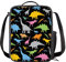 Kuiaobaty Lonchera Niño, Bolsa de almuerzo con diseño de dinosaurios coloridos para niños, con diseño de silueta de dinosaurios, bolsa de hombro con correa ajustable, bolsa de comida
