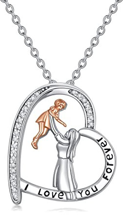 VONALA Mutter Tochter Kette, 925 Sterling Silber Mama Tochter Lebensbaum Kette Halskette Geschenk Für Tochter Mutter (Herz)