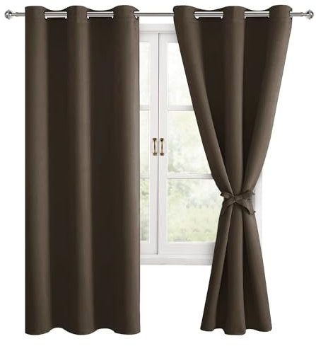 Hiasan Verdunklungsvorhänge Gardinen mit Ösen,Braun Blickdicht Vorhänge,2 Stück,117 x 137 cm (Breite x Höhe),weiche Schiebevorhänge für Schlafzimmer,Wohnzimmer usw.